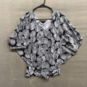 Adele & May Batwing Top Womens Small Abstract Print Dolman Sleeve Blouse Shirt